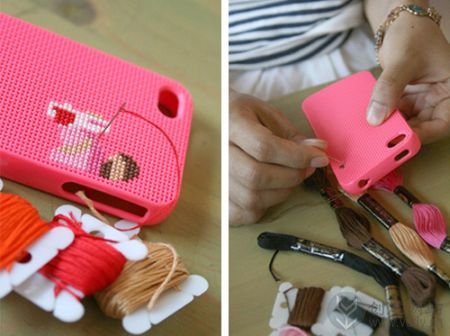 手工DIY十字绣的创意iPhone手机套