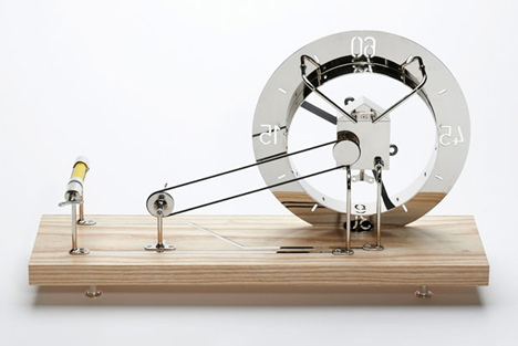 手摇纺车造型的创意时钟设计