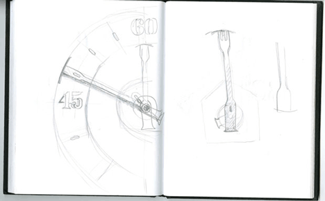 手摇纺车造型的创意时钟设计
