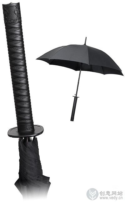 创意雨伞设计成拔剑出鞘
