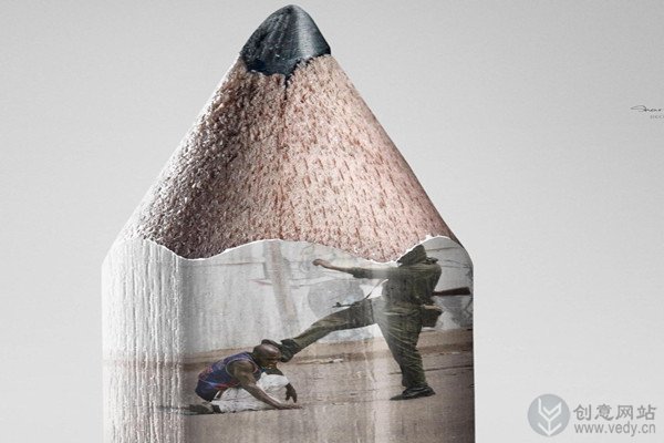 战争图片的创意铅笔倡导和平